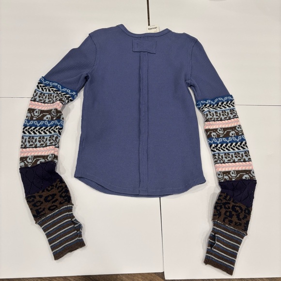 NWT Free People x We The Free “All In Cuff” Indigo Combo LS Top – Women’s S - Picture 6 of 7